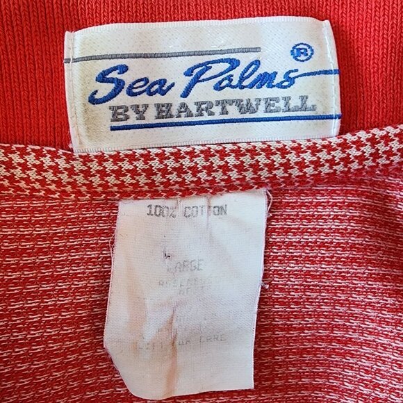 Vintage Sea Palms by Hartwell Winnebago Houndstooth Red Polo Shirt Mens Large - Picture 7 of 7